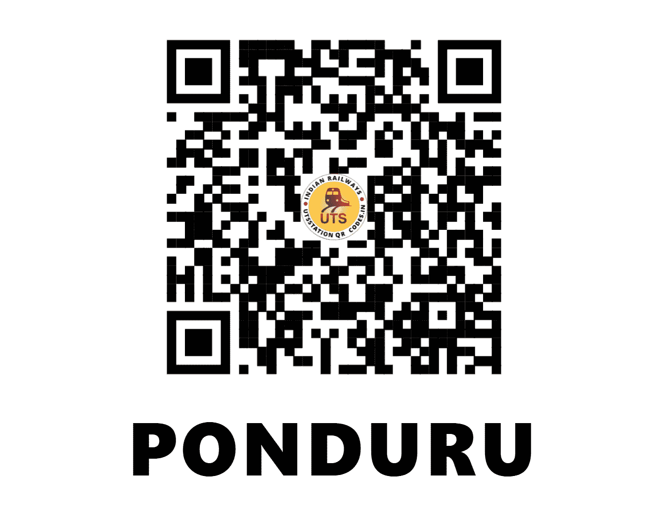 UTS QR Code for PONDURU - PDU (EO - ANDHRA PRADESH)
